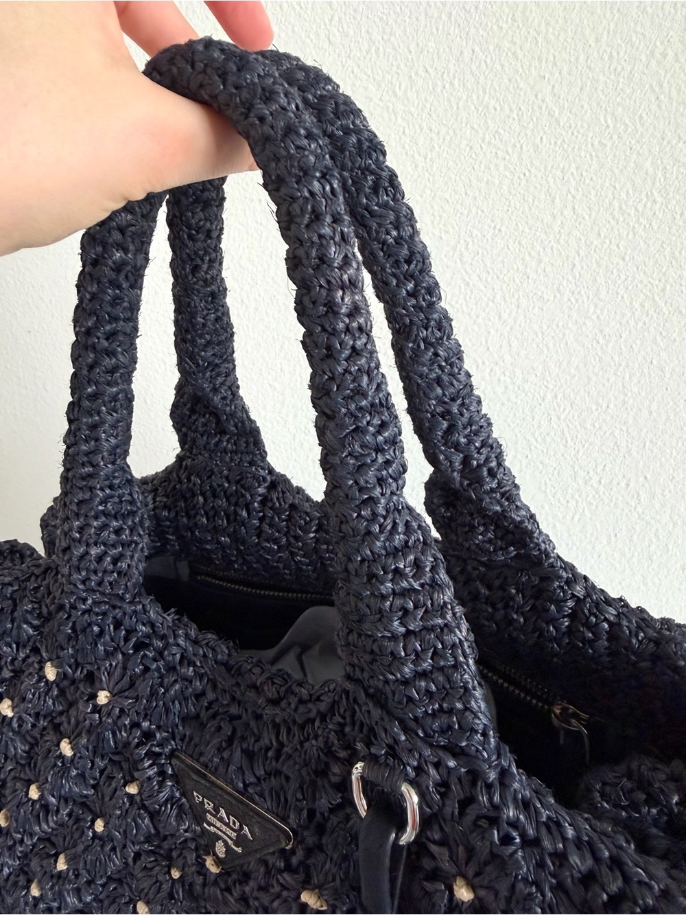 Prada Canapa Raffia Tote Bag with Bag Charm - Picture 3 of 15